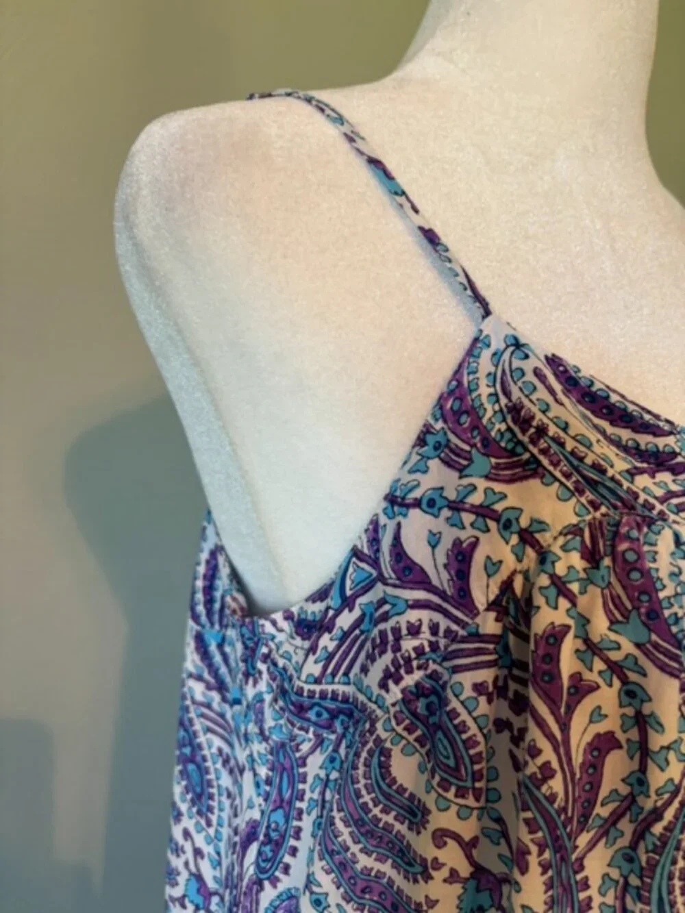 J. Crew Purple/Blue Paisley Print Tiered Cotton Voile Sleeveless Shift Dress Siz